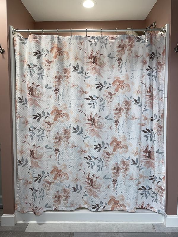 Grey Croscill Natasha  Floral Shower Curtain Cotton 72 x 72 In 