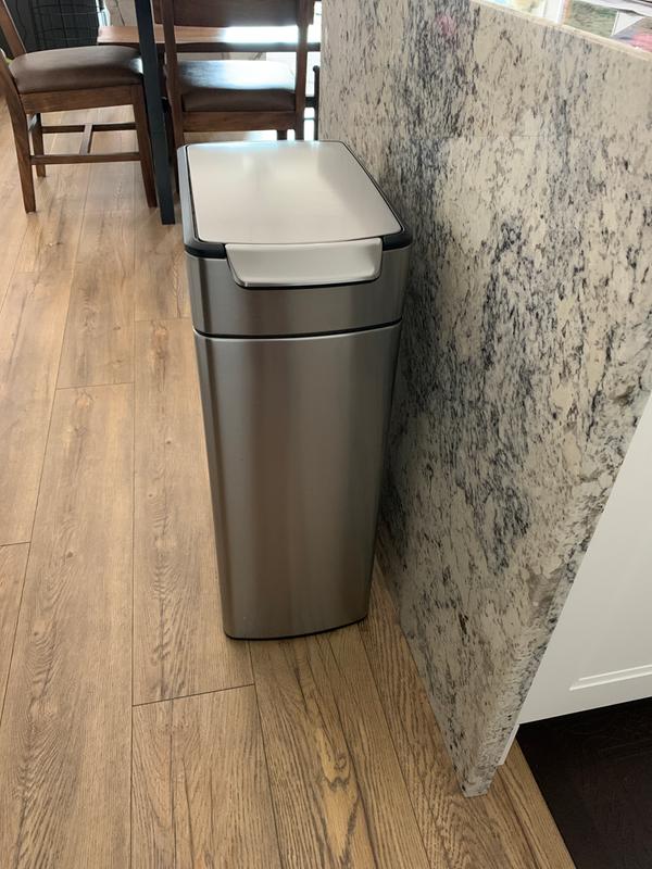 simplehuman® Slim Brushed Stainless Steel 40Liter Touch Bar Trash Can