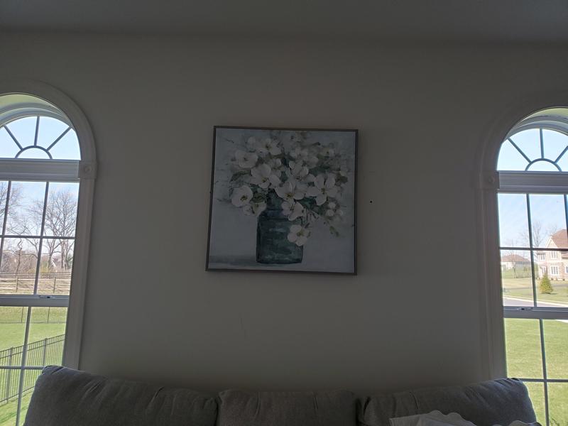 White Florals 31Inch Square Framed Canvas Wall Art Bed Bath and