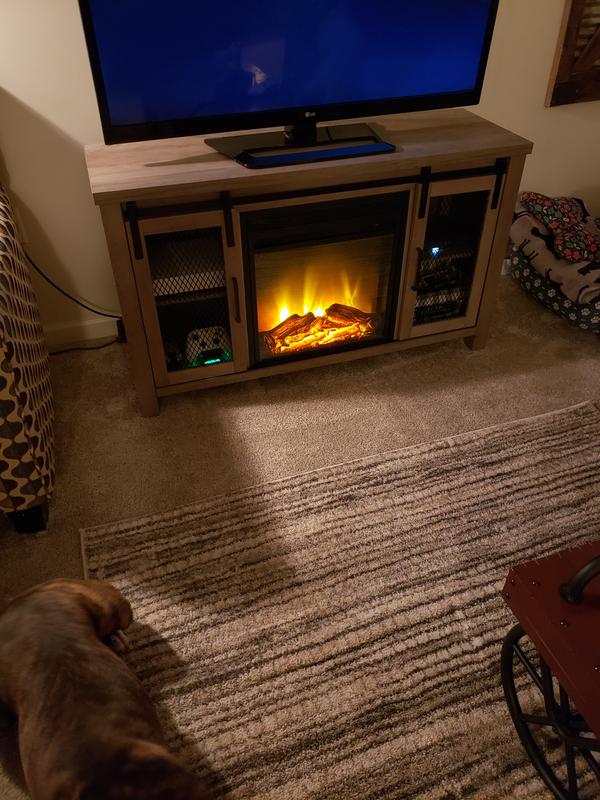 Forest Gate Wheatland 48Inch Farmhouse Sliding Door Fireplace TV Stand