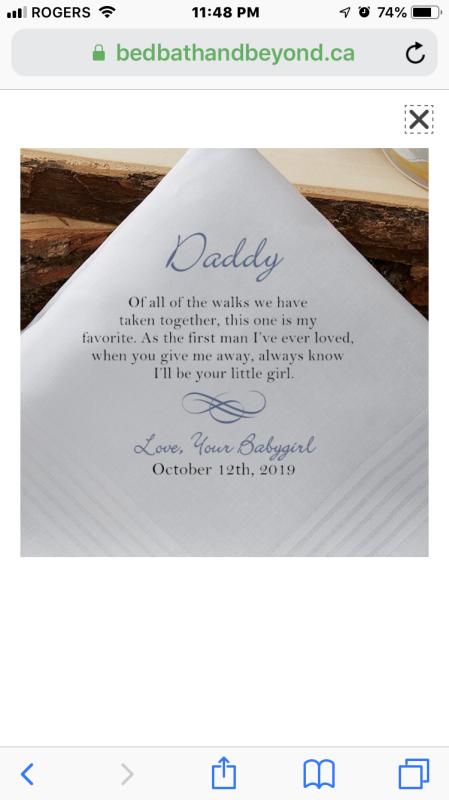 Father of the Bride handkerchief Of all the walk we have taken 59 PRINTED Wedding favors your LITTLE GIRL,Personalized MS1FPADCOP by Snugahug