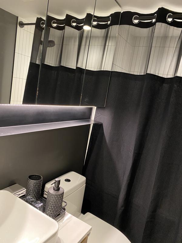 Hookless Waffle Fabric Shower Curtain, Bed Bath And Beyond Hookless Shower Curtain
