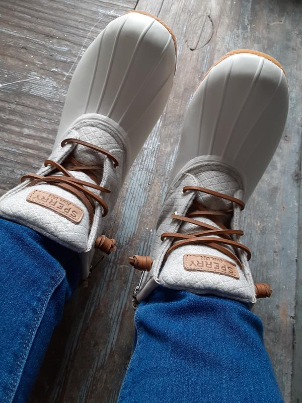 off white wool sperry duck boots