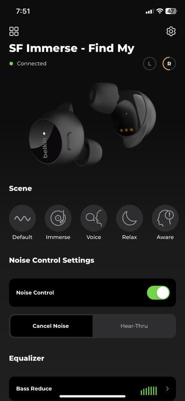  Belkin SoundForm Immerse Noise Cancelling Earbuds, True  Wireless Earbuds with Hybrid ANC, Wireless Charging, Apple Find My - IPX5  Sweat and Water Resistant for iPhone, Galaxy, Pixel, and More - Black 