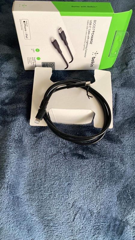 Belkin USB C to Apple Lightning Cable 3ft (CAA003BT1MBK)