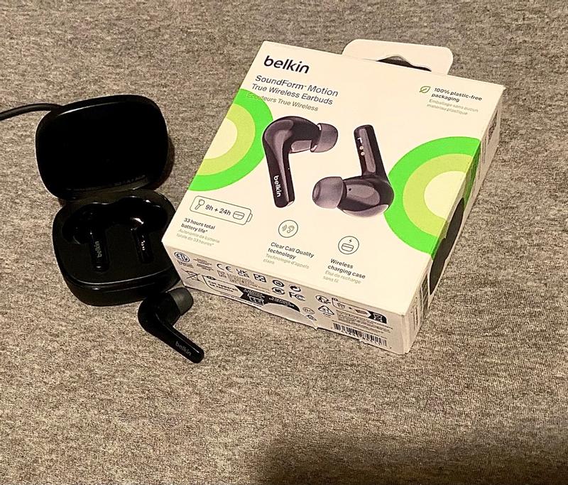 Belkin SoundForm™ Motion True Wireless Noise Cancelling Earbuds with  Wireless Charging Case Black AUC010btBK - Best Buy