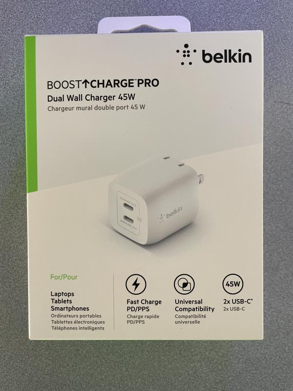 Chargeur mural double USB-C 65 W BOOST↑Charge Pro Dual de Belkin