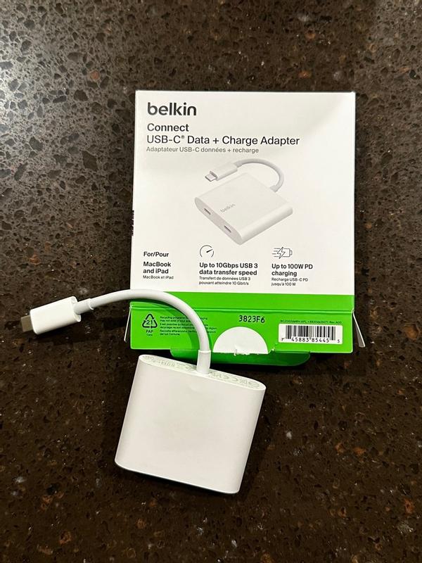 Dual-port USB-C adapter, 100W USB-C Power Delivery