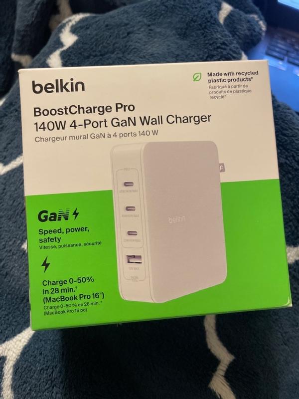 Cargador de red Belkin GaN BoostCharge Pro de 4 puertos y 140 W (blanco) -  Cargador portátil - LDLC