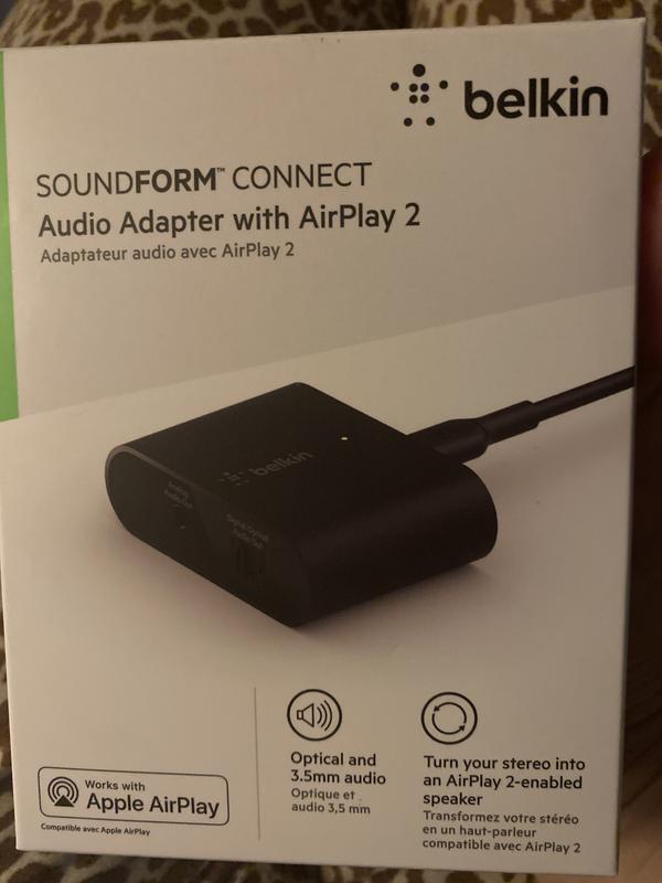 Belkin SoundForm Connect AirPlay 2 Audio Adapter Receiver for Wireless  Streaming with Optical and 3.5mm Speaker Inputs for iPhone, iPad, Mac Mini,  MacBook Pro and other AirPlay enabled devices : : Electronics