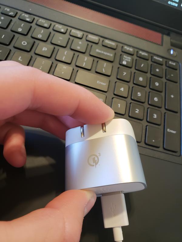 Much larger than other chargers, but manageable.  Also the prongs fold in which is nice.