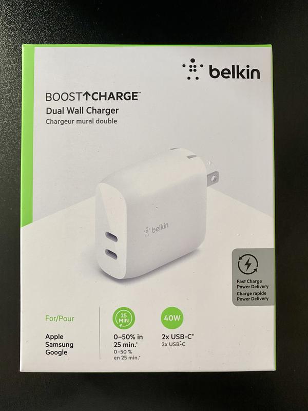 Belkin Boostcharge (20w) Dual Usb-c With (40w) Stand Alone Wall