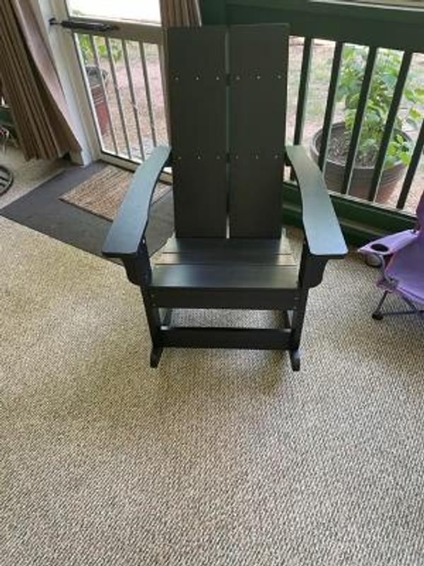 Flash Furniture Modern 2-Slat Adirondack Poly Resin Rocking Chair for ...