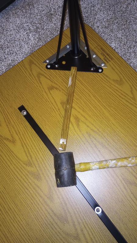 Mallet to secure leg in bracket