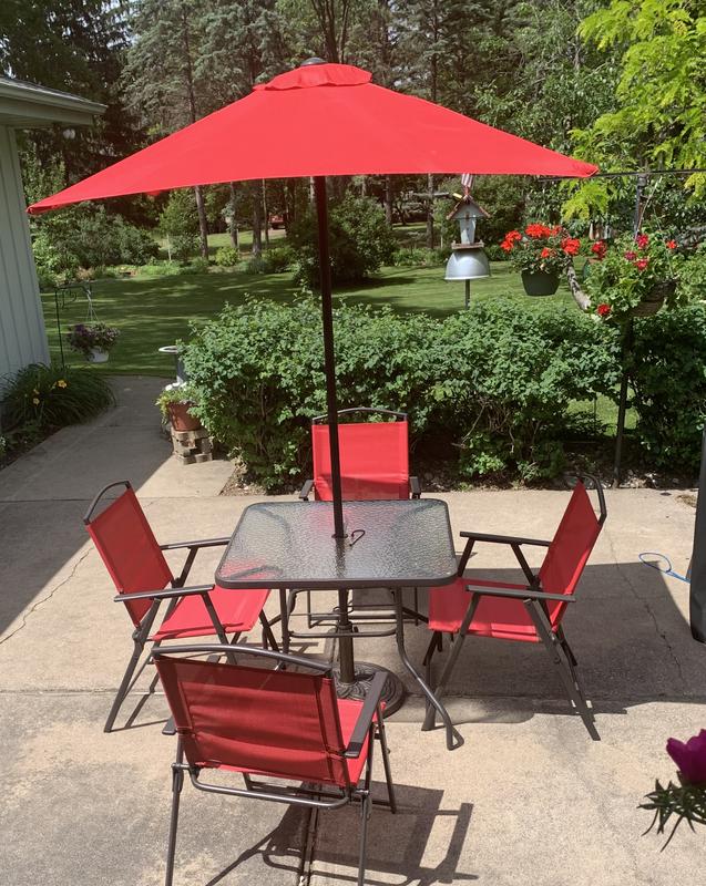 Red patio set with umbrella new arrivals