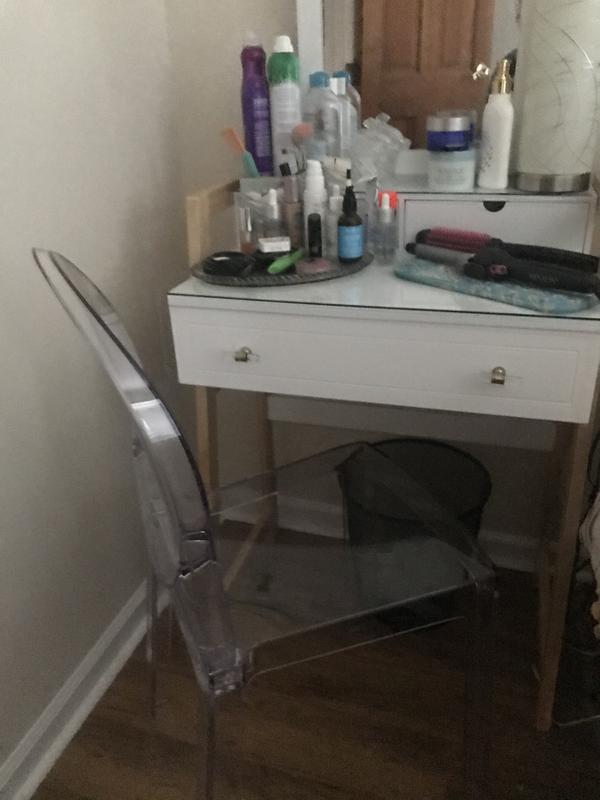 Clear chair for online dressing table