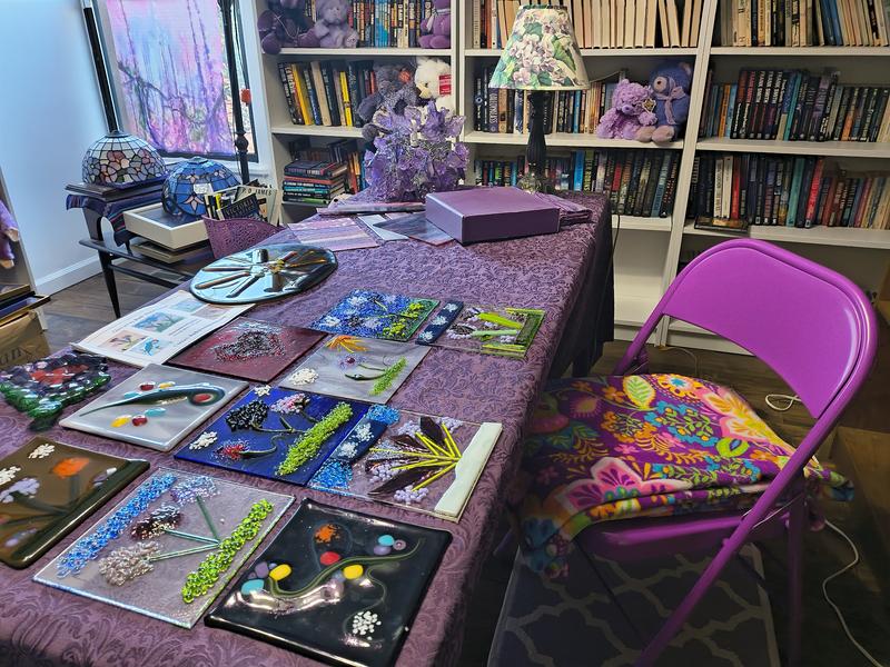 Hercules purple folding chair in RuthTC's craft room.