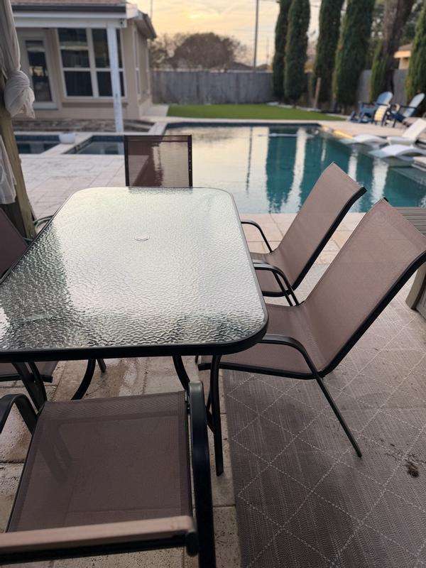 MERRICK LANE Bardwell 7 Piece Outdoor Dining Table Set For 6 With Glass ...
