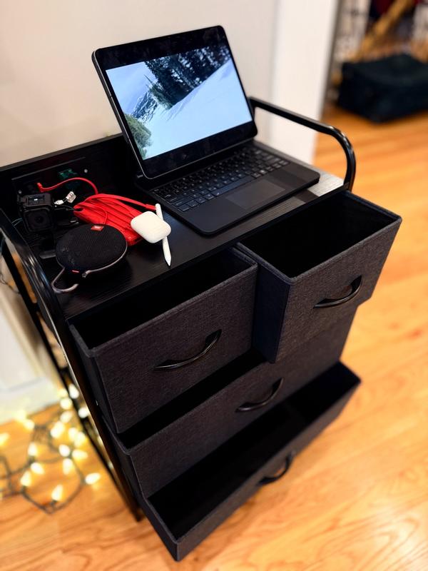 Flash Furniture Sodano 4 Drawer Nightstand with Charging Station; 2 USB ...