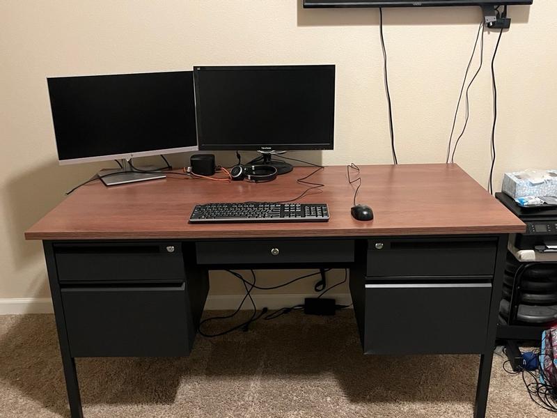 Flash Furniture Cambridge Commercial Grade 30x60 Double Pedestal Desk ...