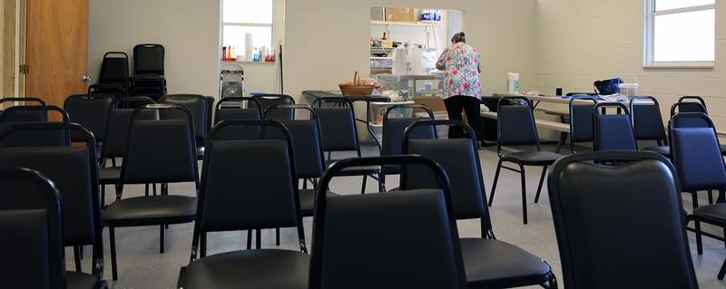 Set up for our first meeting in our new facility with our new chairs.