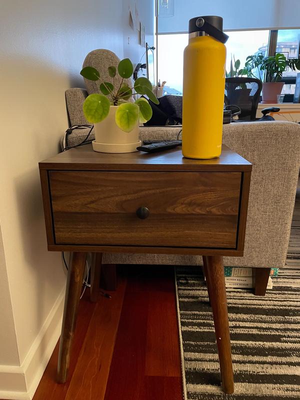 Flash Furniture Hatfield Mid-Century Modern One Drawer Wood Nightstand ...