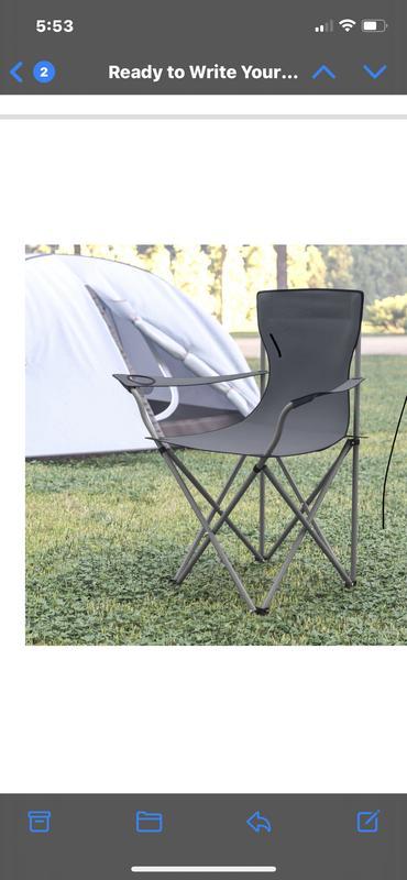 Flash Furniture Quad Folding Camping Chair With Armrest Cupholder Gray -  Office Depot