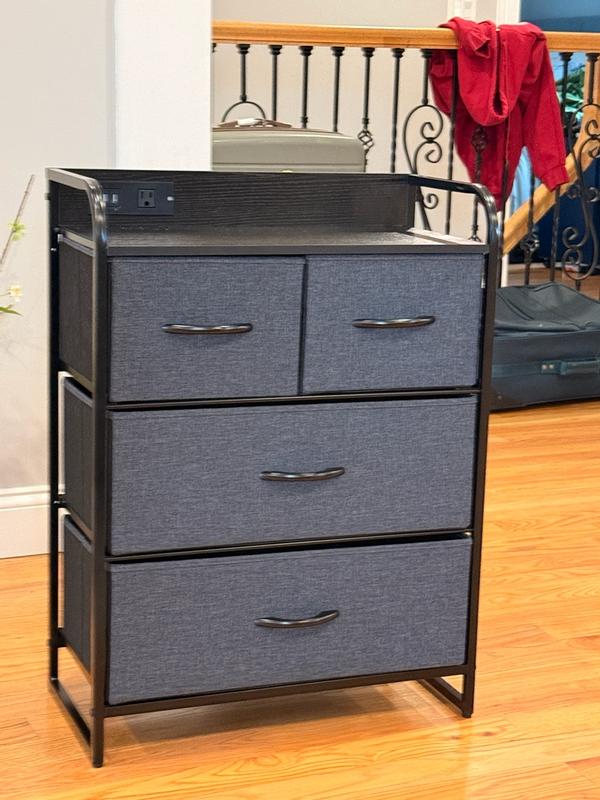 Flash Furniture Sodano 4 Drawer Nightstand with Charging Station; 2 USB ...
