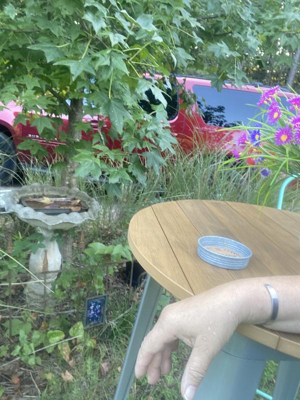 It’s a great height to gather around, even if standing, I’m 5’7 and I can easily rest my arm on the table top while standing.