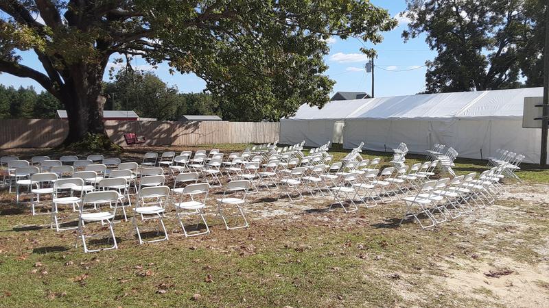 A Wedding ceremony with reception for 130 guests.