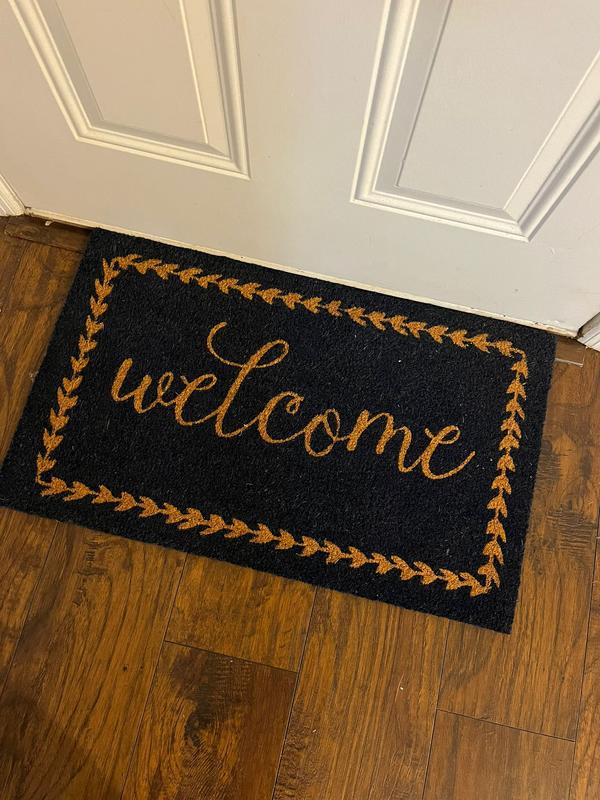 Harbold 18 x 30 Indoor/Outdoor Black Coir Doormat with Natural