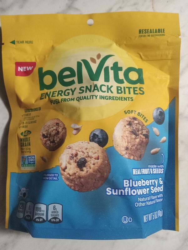 BelVita Energy Snack Bites, Blueberry And Sunflower Seed, 1.12 Oz, 20