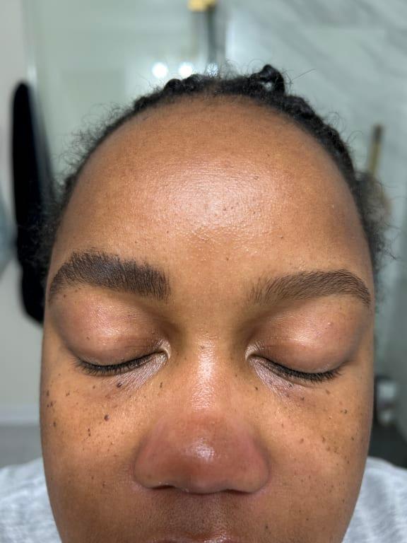 Brow on the left has product and the right has none