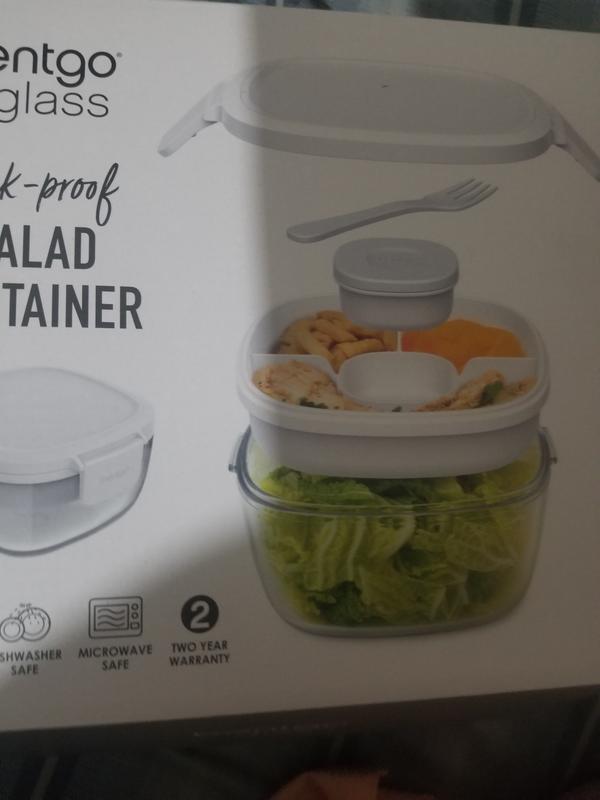 Bentgo Glass Leakproof Salad Container With Large 61oz Salad Bowl