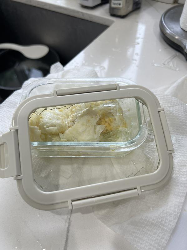 Lid exploded with glass everywhere