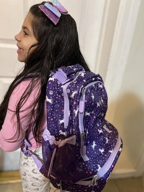 Our happy girl with her unicorn Bookbag