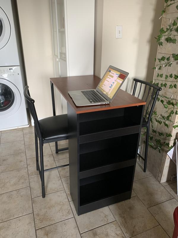 3-Piece Counter Height Kitchen Dining Table Set w/ Storage