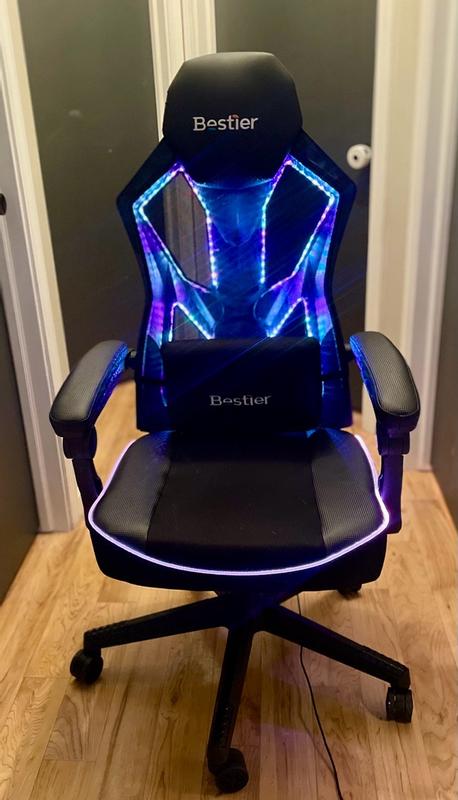 Bestier W Red Breathable Fabric Gaming Chair with RGB LED