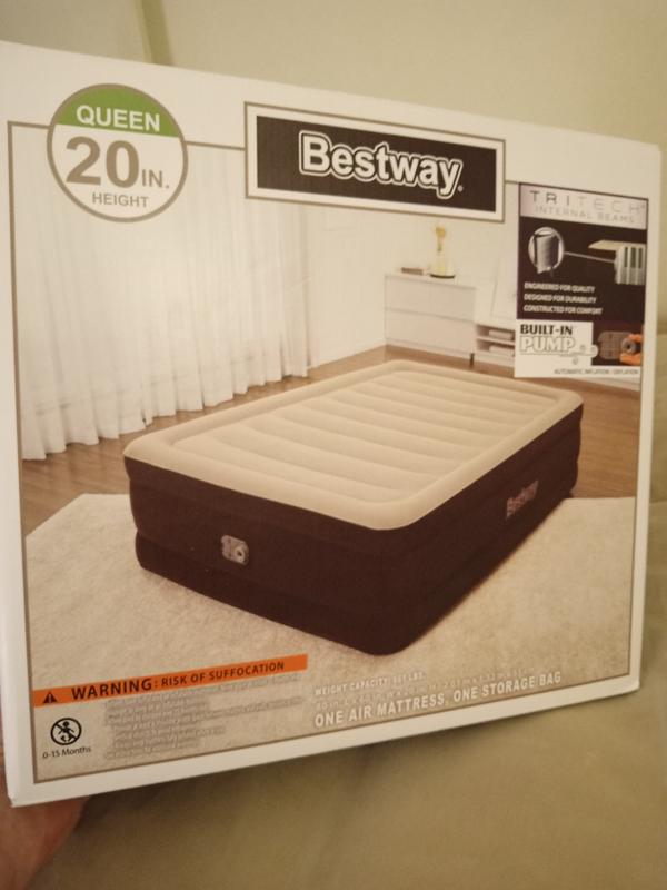 Bestway Maroon 20 Queen Air Mattress with Built-in Pump 