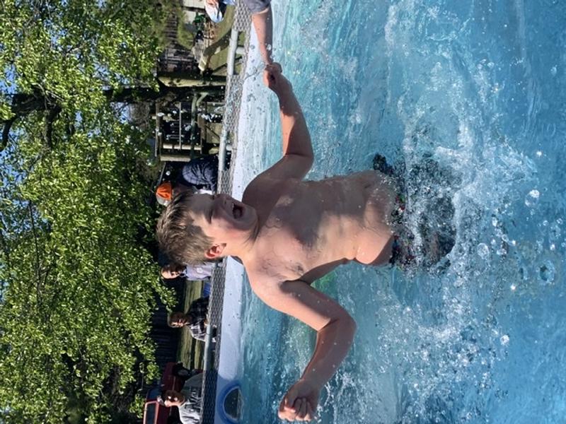 Water was a little COLD! But they still had a blast!