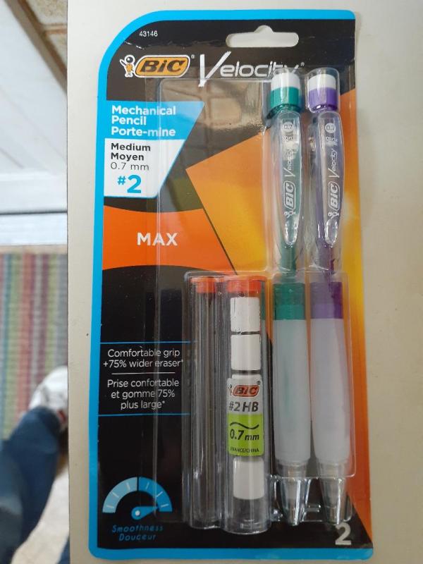 Bic Velocity Mechanical Pencils, Max, Thick Large (0.9 mm), No. 2 - 2 pencils