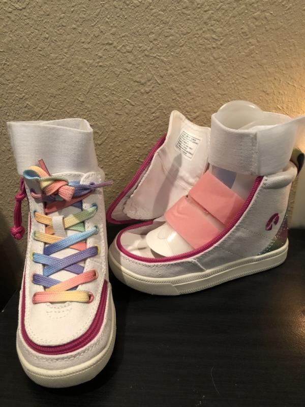 Billy Footwear Toddler Classic Lace Zip High Top - White Rainbow 6