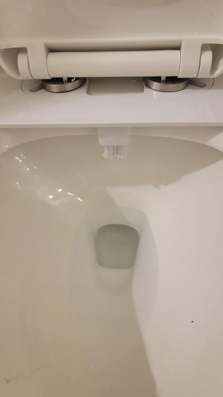 The forward edge on the piece that attaches to the seat sticks out too far over the toilet bowl. A curved edge would match the profile closer.