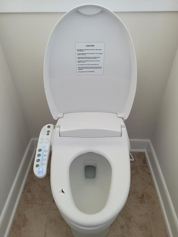 Bidet with the lid up