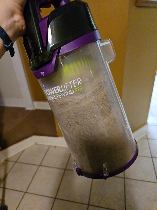 The canister VERY full, Bissell directions do not recommend this (lol)