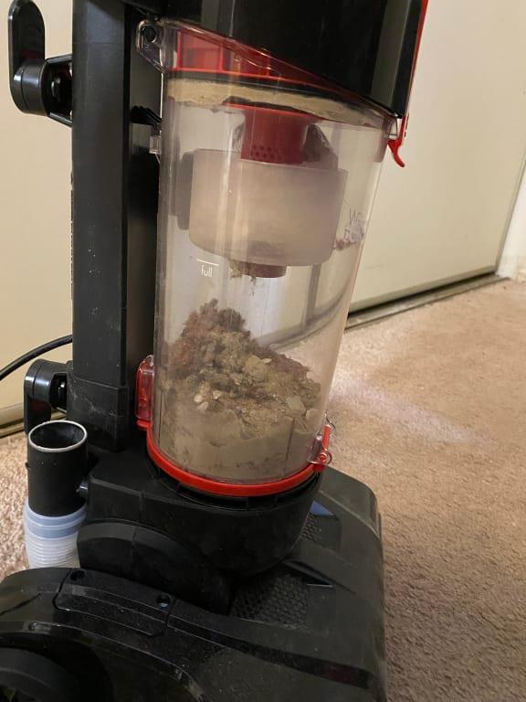 I only vacuumed one small area in my children's room for 4 minutes. I cannot believe this vacuum was able to get deep into this carpet.