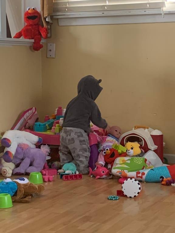 Keeping the floor clean for my baby girl