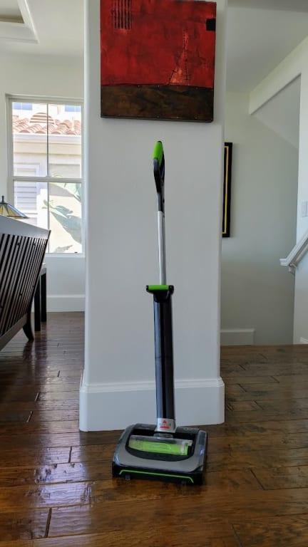 Unlike stick vacuums, this model stands up by itself
