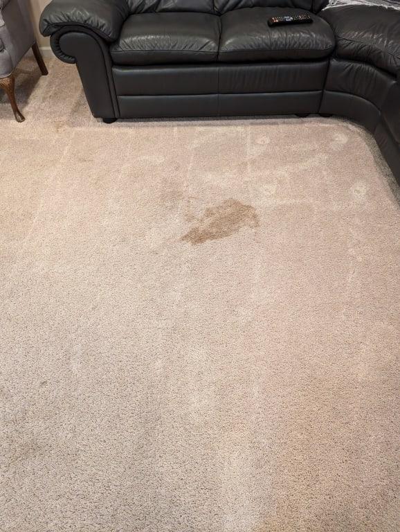 Before - Large stain left behind by old owner