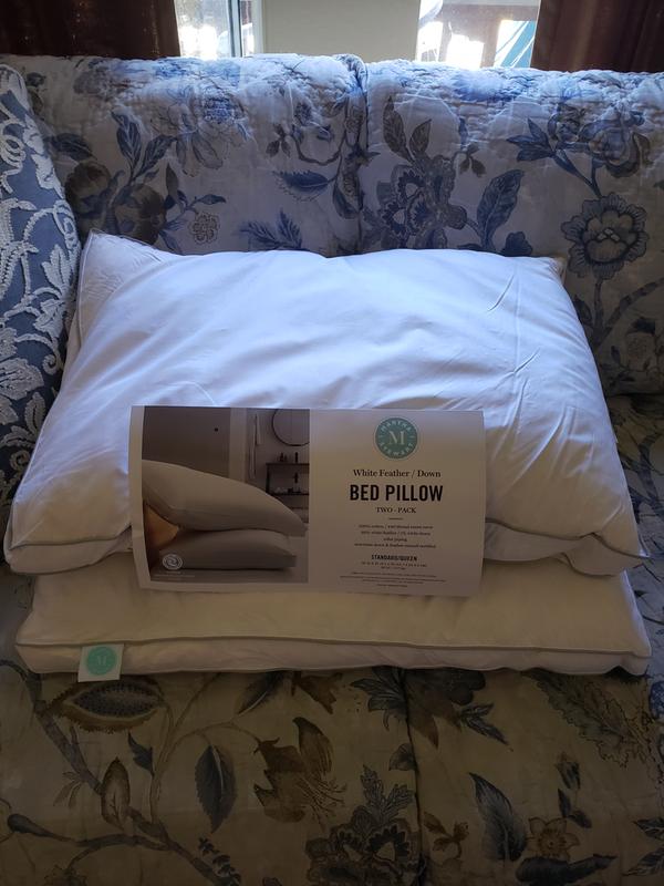 Martha Stewart 240 Thread Count White Feather and Down Pillow 2 Pack Blue Ridge Home Fashions